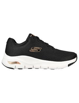 Zapatilla Mujer Skechers Arch Fit Negro/Dorado