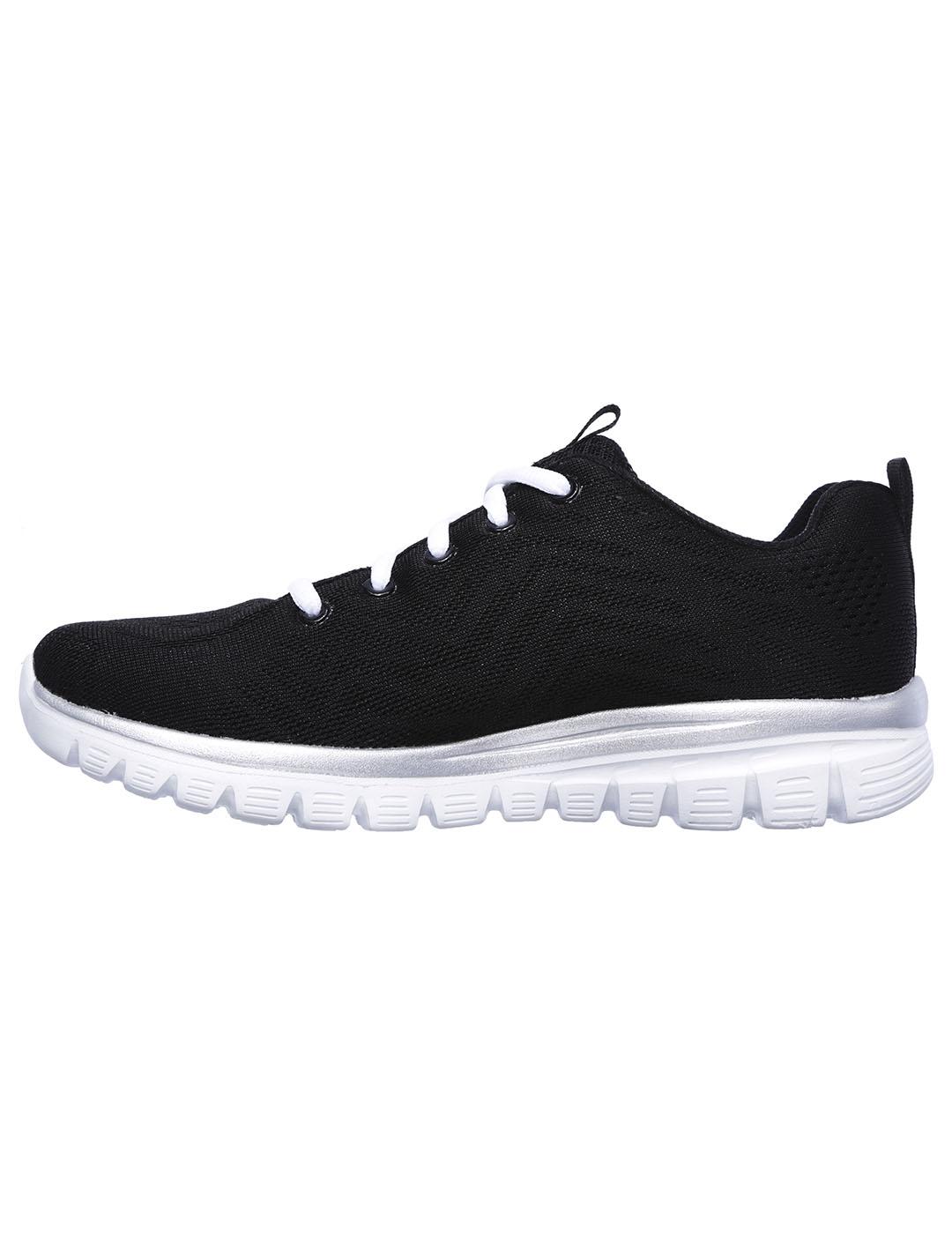 Zapatilla Mujer Skechers Get Connect Negro/Plata