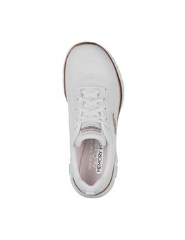 Zapatilla Mujer Skechers Flex Appleal 4.0  Blanca Dorada