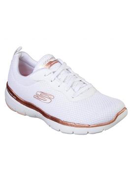 Zapatilla Mujer Skechers Flex Appeal Blanco/Dorado