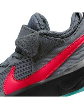 Zapatilla Basket Niño Nike Team Hustel Gris Roja A