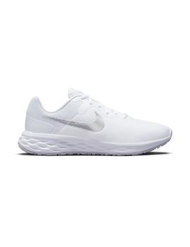 Zapatilla Mujer Nike Revolution Blanca Plata