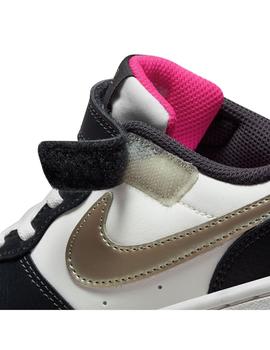 Zapatilla Niño Nike Court Borough Low 2 SE Blanca Negro Ros