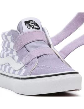 Zapatilla Unisex Vans Sk8-Mid Cuadros Lila