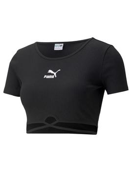 Camiseta  Mujer Puma Classics Ribbed Negro