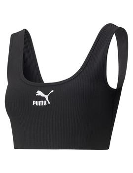 Top corto Mujer Puma Classcis Ribbed Negro