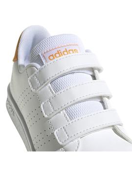 Zapatilla Niño adidas Advantage Blanca Naranja