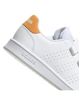 Zapatilla Niño adidas Advantage Blanca Naranja