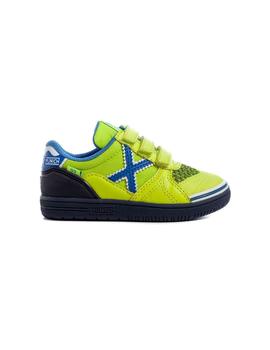 Zapatilla Munich G3 Kid Velcro Azul y Fluor