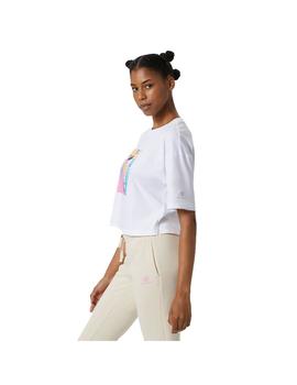 Camiseta Mujer New Balance Essentials Celebrate Blanca
