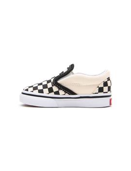 Zapatilla Baby Vans Checkerboard Slip On Blanca Negra