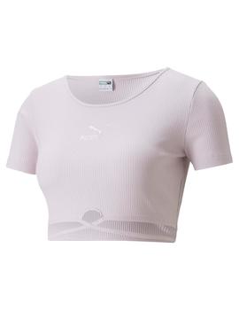 Camiseta  Mujer Puma Classics Ribbed Morado