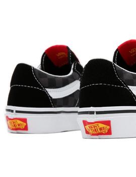 Zapatilla Niño Vans Sk8 Low Negra Cuadros