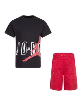 Conjunto Niño Nike Jordan Speckle Negro Rojo