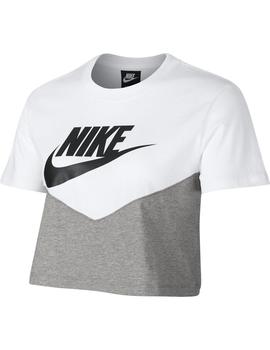 Camiseta MujerNike Sportswear Heritage Blanca-Gris