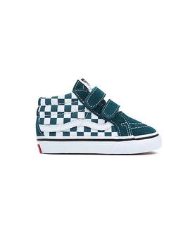 Zapatilla Niño Vans Sk8-Mid Checkerboard Verdes