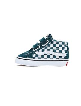 Zapatilla Niño Vans Sk8-Mid Checkerboard Verdes