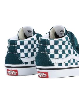 Zapatilla Niño Vans Sk8-Mid Checkerboard Verdes