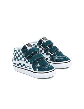 Zapatilla Niño Vans Sk8-Mid Checkerboard Verdes