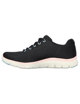 Zapatilla Mujer Skechers Flex Appeal 4.0 Negra Rosa