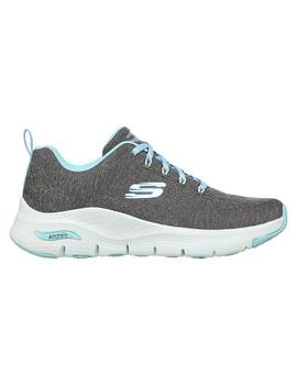 Zapatilla Mujer Skechers Arch Fit Gris Blanca Azul