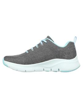 Zapatilla Mujer Skechers Arch Fit Gris Blanca Azul