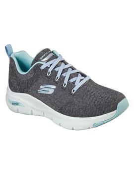 Zapatilla Mujer Skechers Arch Fit Gris Blanca Azul