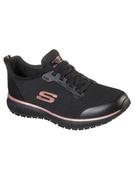 Zapatilla Mujer Skechers Squad Sr Negra Dorada