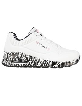 Zapatilla Mujer Skechers Uno-Lovil Blanco/Negro