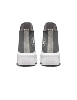 Zapatilla Mujer Converse Move Hi  Piel Gris