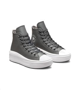 Zapatilla Mujer Converse Move Hi  Piel Gris