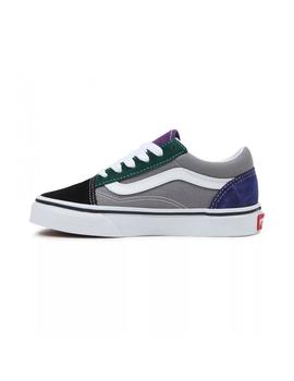 Zapatilla Niño Vans Old Skool Gris Verde Azul