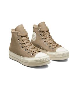 Zapatilla Mujer Converse Platform Suede Serraje Camel