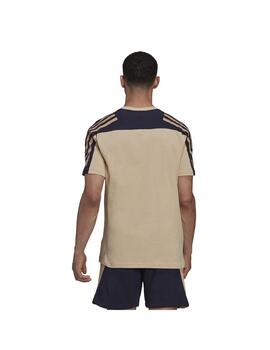 Camiseta Hombre adidas FI 3 Stripes Marrón/Negro