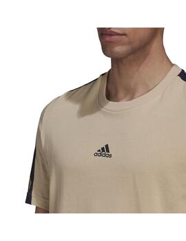 Camiseta Hombre adidas FI 3 Stripes Marrón/Negro