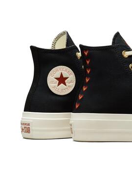 Zapatilla Mujer Converse Platform Hearts Negra Cor