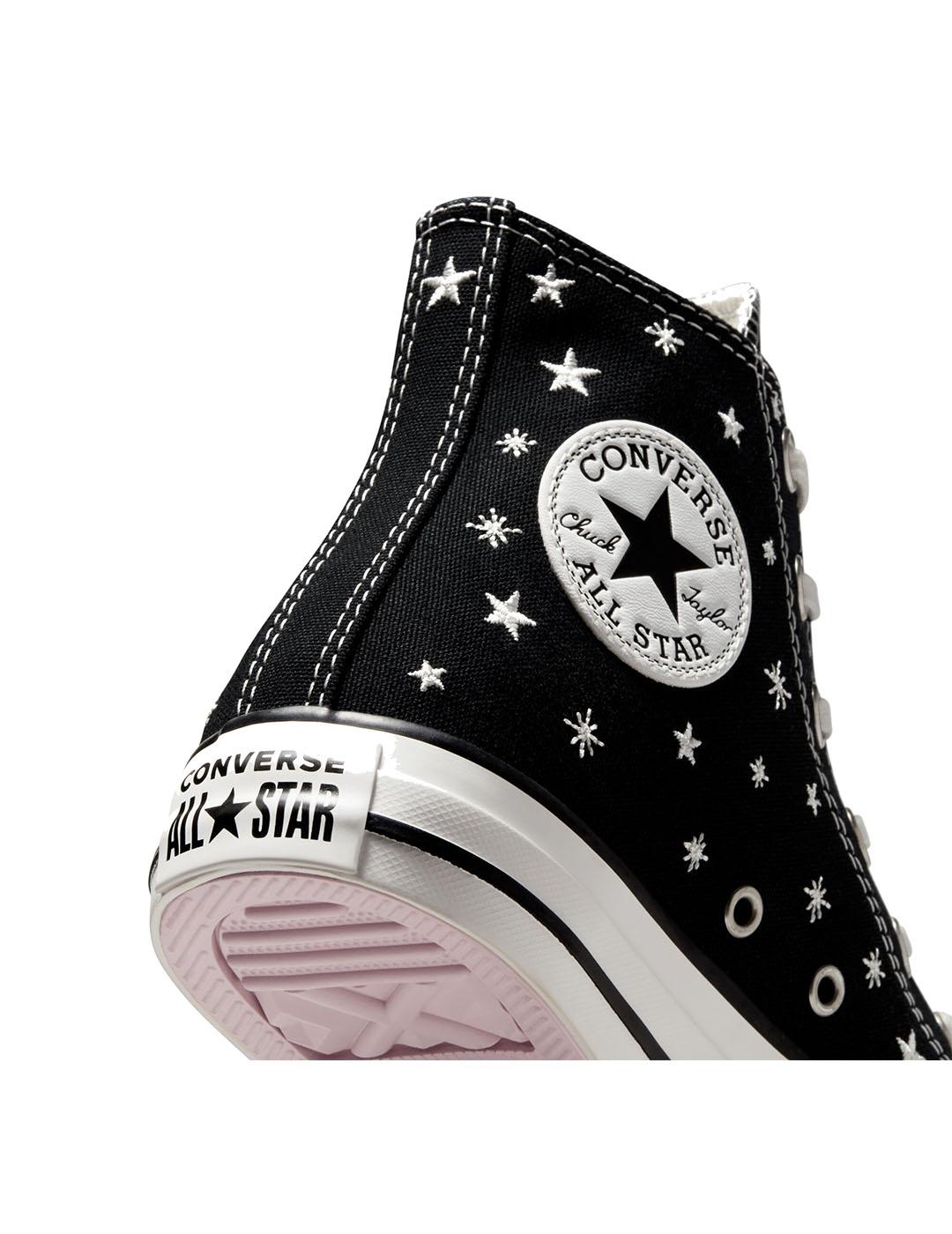 Zapatilla Mujer Convers Embroidered Negra estrellas