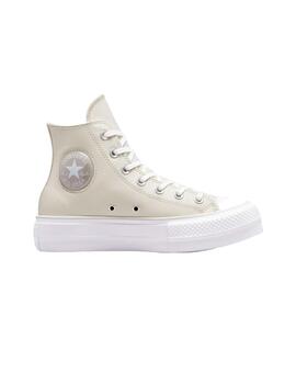 Zapatilla Mujer Converse platform Lift Hi Piel Gri