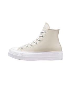 Zapatilla Mujer Converse platform Lift Hi Piel Gri