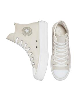 Zapatilla Mujer Converse platform Lift Hi Piel Gri