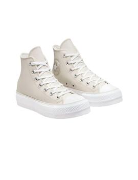 Zapatilla Mujer Converse platform Lift Hi Piel Gri