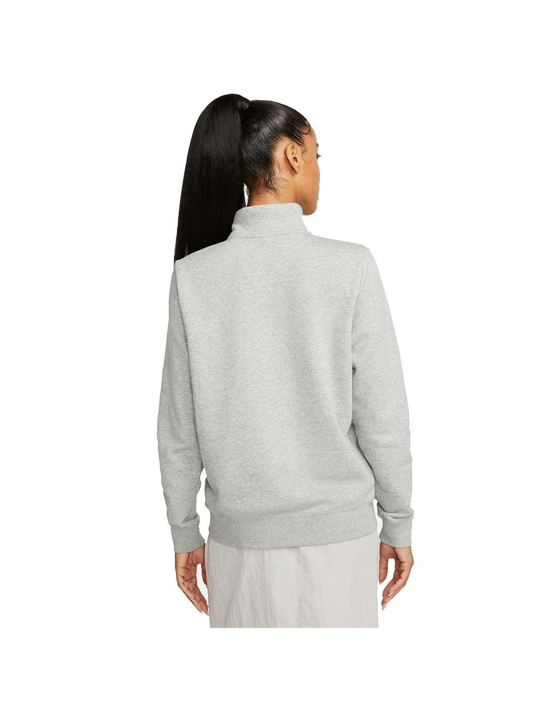 sudadera algodón nike mujer media cremallera gris