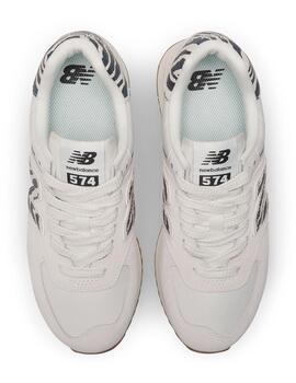 Zapatilla Mujer New Balance 574 Blanco Print