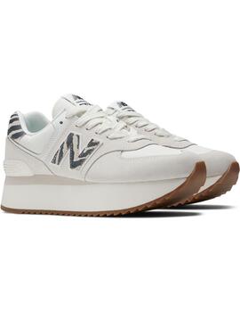 Zapatilla Mujer New Balance 574 Blanco Print