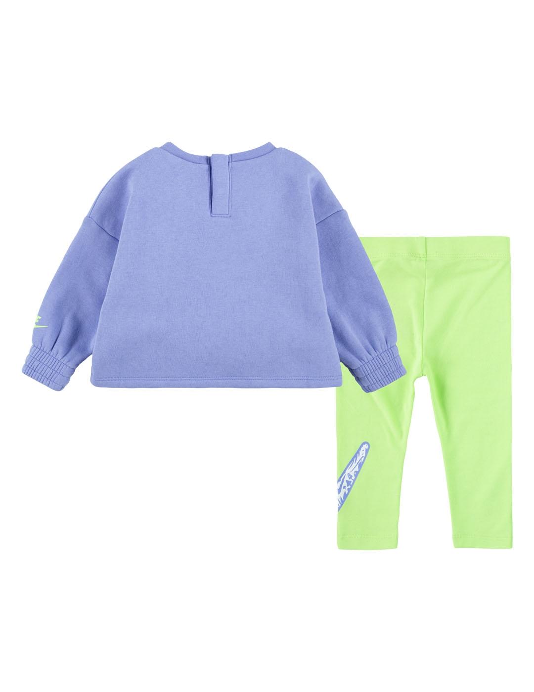 Chandal Niña Nike Crew  & Leggeng Lila Verde