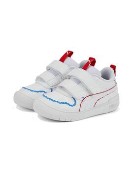 Zapatilla Niñ@ Puma Multiflex Blanca Rojo Azul