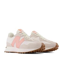 Zapatilla Mujer New Balance 327 Piel Blanca Coral