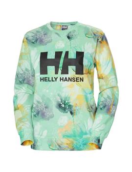 Sudadera Mujer HH Crew Logo Esra Multicolor Menta