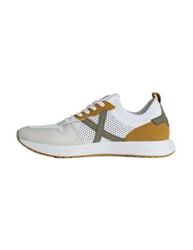 Zapatilla Hombre Munich Net 25 Blanca Mostaza Verd