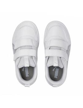 Zapatilla Niña Puma Multiflex Blanca Plata